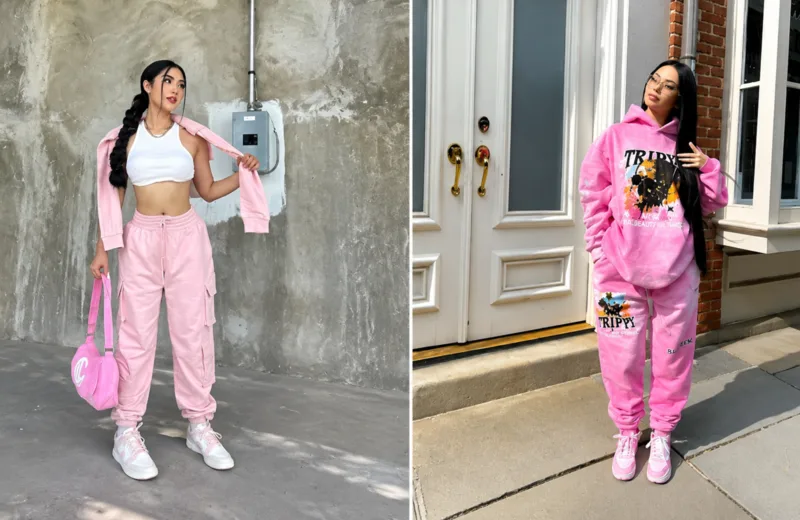 Quần jean, jogger hoặc cargo hồng kết hợp áo thun và sneaker tạo phong cách trẻ trung